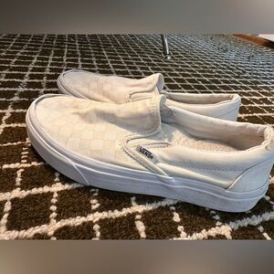 Vans White Checkered Slip-On Shoes